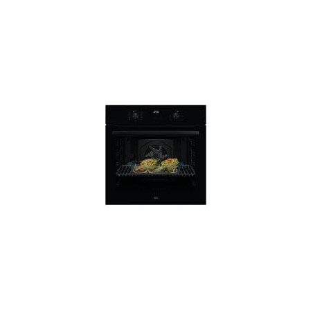 AEG Horno Multif. 7, SurroundCook, Cristal Negro y tirador Negro anodizado, A+, Aqua Clean, Display LED, mandos escamoteables