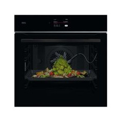 AEG Horno Pirolit. MealAssist, Cristal Negro con perfil Inox y tirador Negro anodizado, A++, 19 Prog + 91 Auto prog, Display