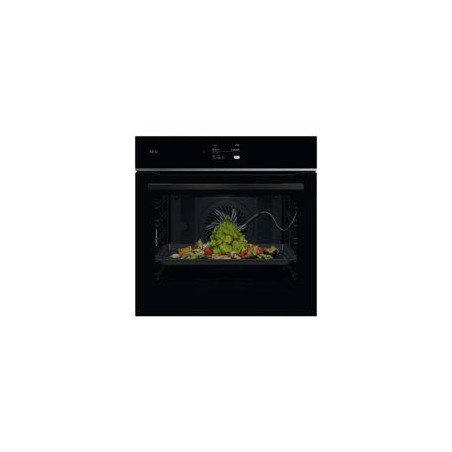 AEG Horno Pirolit. MealAssist, Cristal Negro con perfil Inox y tirador Negro anodizado, A++, 19 Prog + 91 Auto prog, Display