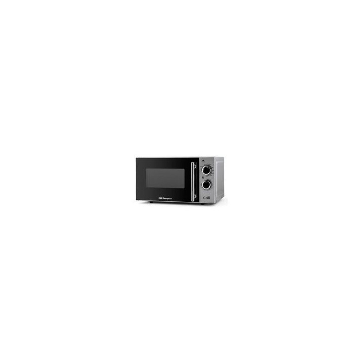 ORBEGOZO Microondas 20L 700W, Grill 900 W, Frontal con detalle Inox, 5 niveles de potencia