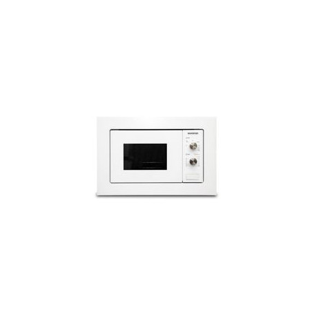 INFINITON Microondas Integr. 20L. Blanco Cristal templado, 800W, Grill 1000W, LED, 25,5 cm plato, 9 progr. temporizador 35 min