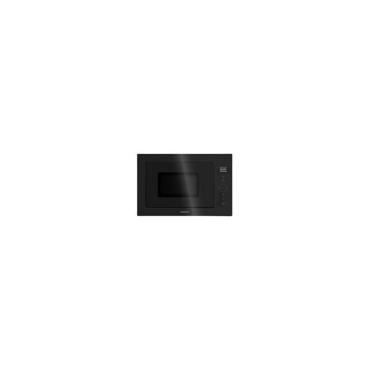 INFINITON Microondas Integr. 25L. Cristal Negro, 900W, Grill 1000W, LED, apertura con boton, 31,5 cm plato, 8 prog