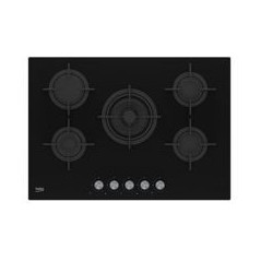 BEKO Encimera cristalgas 5F, 75cm. Wok Central, Hierro forjado, Gas Butano (Inyectores G.Natural)