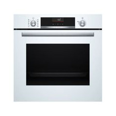 BOSCH Horno Multif. 7, A+, Asistente de limpieza con agua, Ap. Abatible, Cristal blanco, Display LCD, Gourmet 10 recetas