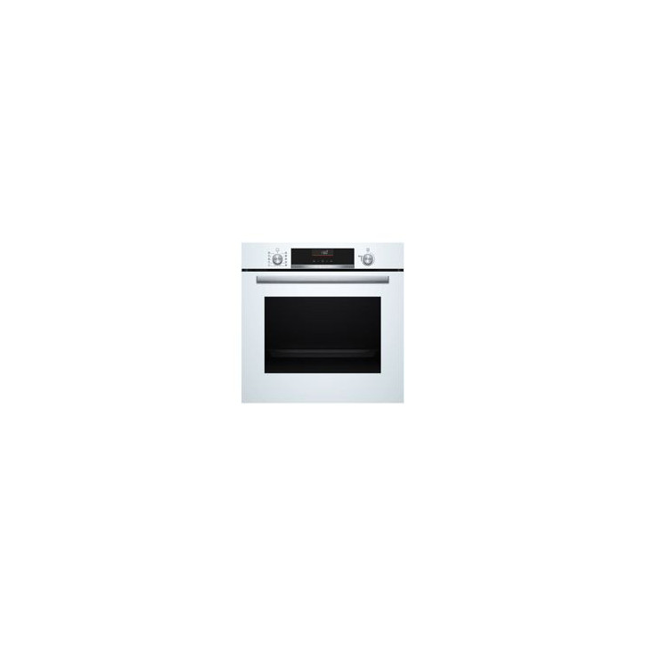 BOSCH Horno Multif. 7, A+, Asistente de limpieza con agua, Ap. Abatible, Cristal blanco, Display LCD, Gourmet 10 recetas