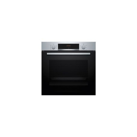 BOSCH Horno Multif. 7, A+, Asistente de limpieza con agua, Ap. Abatible, Cristal negro/inox, Display LED, Railes 1 nivel