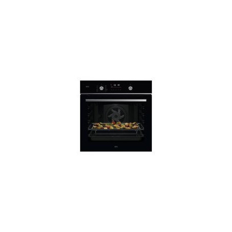 AEG Horno Pirolit. Multif. 9, Inox/Cristal Negro, A+, Display LED Explore con wifi, Mandos escamotaables, Carril 1 nivel, Sonda