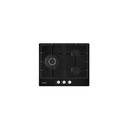 INFINITON Encimera Cristalgas 3F, WOK BURNER (triple anillo), 1x3,4KW, 1x1,8KW, 1x1,0KW, encendido electronico, parrilla hierro