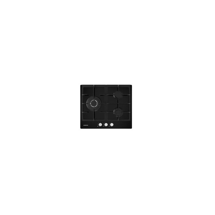 INFINITON Encimera Cristalgas 3F, WOK BURNER (triple anillo), 1x3,4KW, 1x1,8KW, 1x1,0KW, encendido electronico, parrilla hierro
