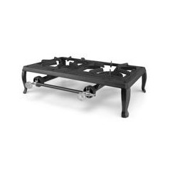 ORBEGOZO Hornillo 2F de gas 7000w, USO EXTERIOR, Cuerpo de hierro fundido, quemador: 12cm, Dimensiones 51,5x14,5x35 cm.