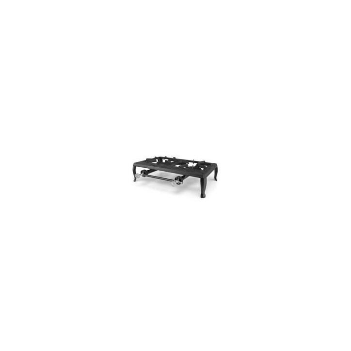 ORBEGOZO Hornillo 2F de gas 7000w, USO EXTERIOR, Cuerpo de hierro fundido, quemador: 12cm, Dimensiones 51,5x14,5x35 cm.