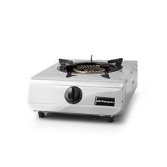 ORBEGOZO Hornillo sobremesa 1F gas, cuerpo Inox y superficie de cristal templado negro (7mm) Termopar, Encendido piezoelectrico