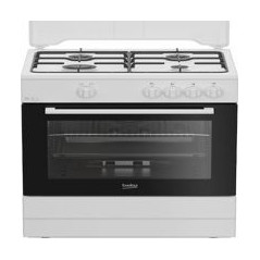 BEKO Cocina 4F gas Blanca 85x60x60, Horno Gas 2 valvulas con Grill / Gas Butano (Inyectores G.Natural) / Blanco