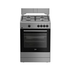 BEKO Cocina 4F gas 85x60x60, Horno Gas 2 valvulas con Grill, Gas Butano (Inyectores G.Natural) Inox Antihuella