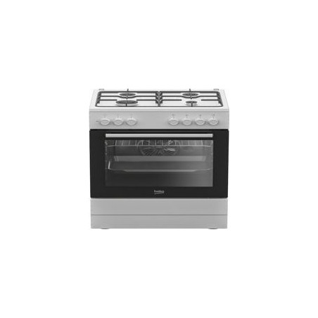 BEKO Cocina 4F gas, 85x60x60, Soportes esmaltados , Horno electrico Multif.  6 asistido ventilador, Tapa Cristal, Gas Natural