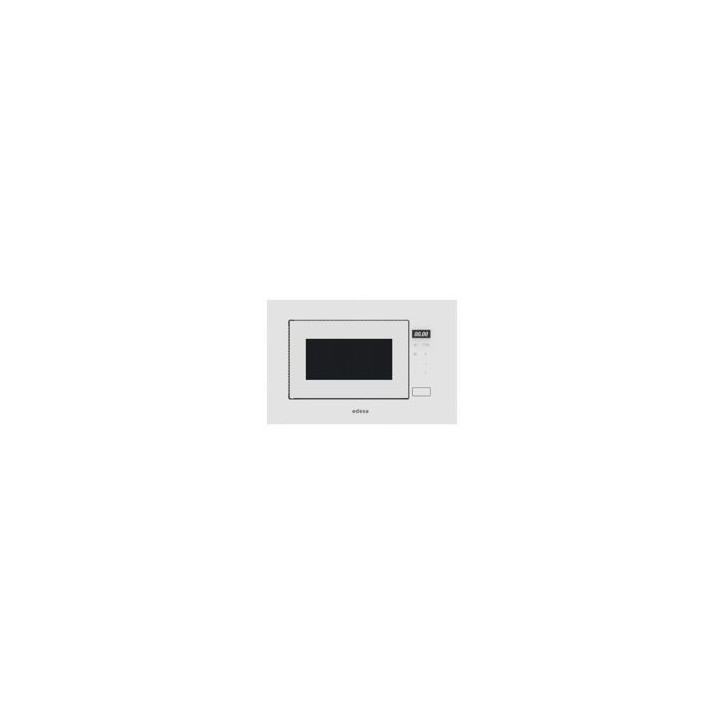 EDESA Microondas Integr. 20L sin marco en cristal blanco, Display, Grill 800w, MW 700w, integración en columna o mueble alto