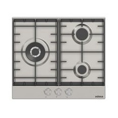 EDESA Encimera 3F, Inox, Gas Butano, Un quemador triple corona (4kW), uno semi-rapido y uno auxiliar, Potencia total gas: 6,75