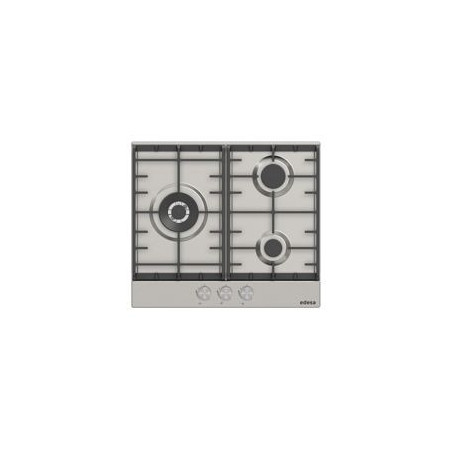 EDESA Encimera 3F, Inox, Gas Butano, Un quemador triple corona (4kW), uno semi-rapido y uno auxiliar, Potencia total gas: 6,75