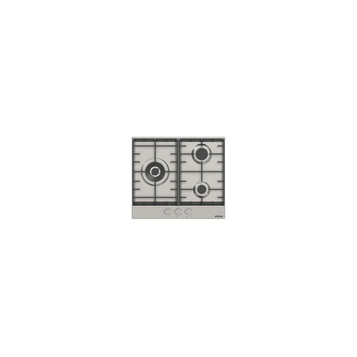 EDESA Encimera 3F, Inox, Gas Butano, Un quemador triple corona (4kW), uno semi-rapido y uno auxiliar, Potencia total gas: 6,75