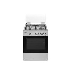 INFINITON Cocina 4F Gas Inox, 83x60x61, Horno 55L, Grill Gas 2.20 kW, A, Kit Gas Natural, Doble Puerta Vidrio Horno, Sistema