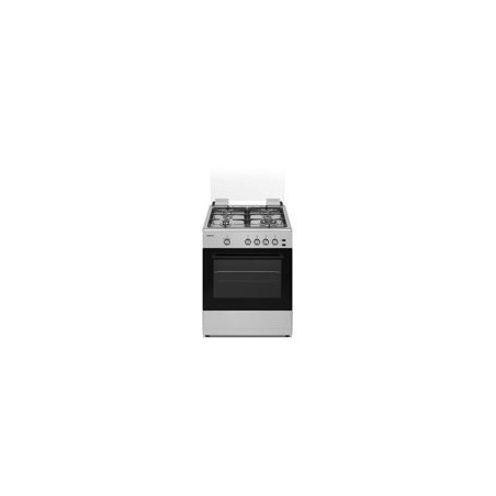 INFINITON Cocina 4F Gas Inox, 83x60x61, Horno 55L, Grill Gas 2.20 kW, A, Kit Gas Natural, Doble Puerta Vidrio Horno, Sistema