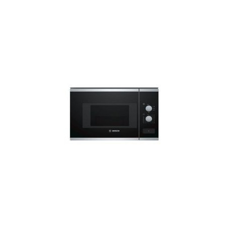 BOSCH Microondas 20L Integr. sin marco, Mecanico, 38 cm., Cristal negro/inox, plato giratorio 25,5 cm., Sin grill