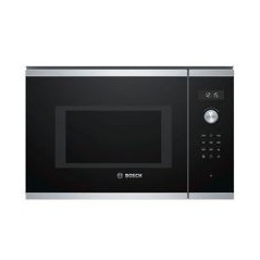 BOSCH Microondas 25L Integr. sin marco, Electronico, 38 cm., Con Grill, Cristal negro/inox, Display LED, 8 prog. auto., plato