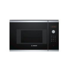 BOSCH Microondas 20L Integr. sin marco, electronico, 38 cm., Cristal negro/inox, Display LED, 8 prog. auto., plato giratorio