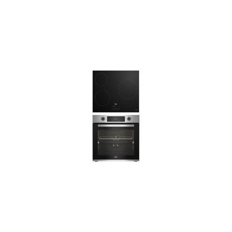 BEKO Conjunto Horno Multif.6 + Induccion 3 zonas, Limpieza SteamShine, Display digital, Rail Telescopico