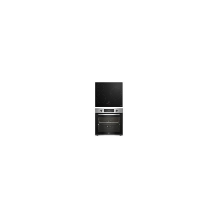 BEKO Conjunto Horno Multif.6 + Induccion 3 zonas, Limpieza SteamShine, Display digital, Rail Telescopico
