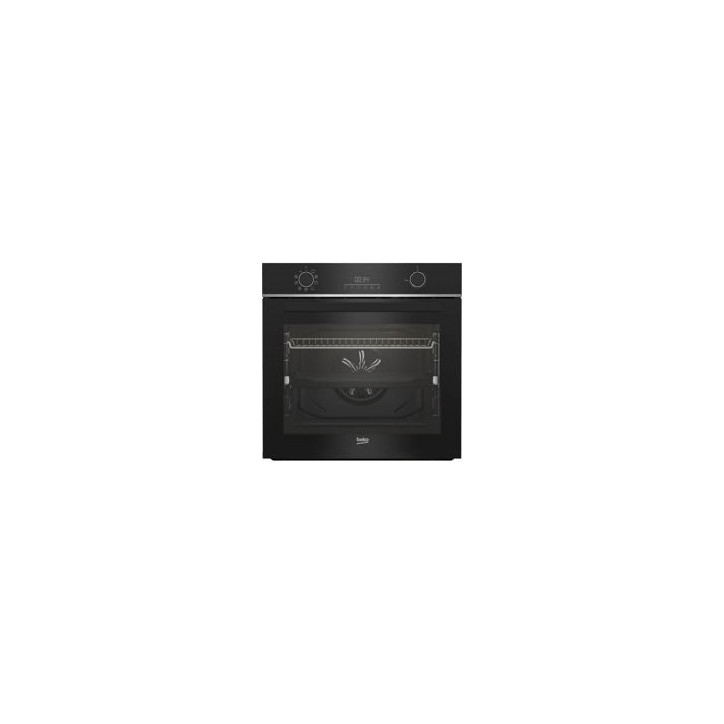 BEKO Horno Pirolit. Multif. Negro, Clase A, Display digital, Func. Airfry, 4 cristales, Rail Telescopico