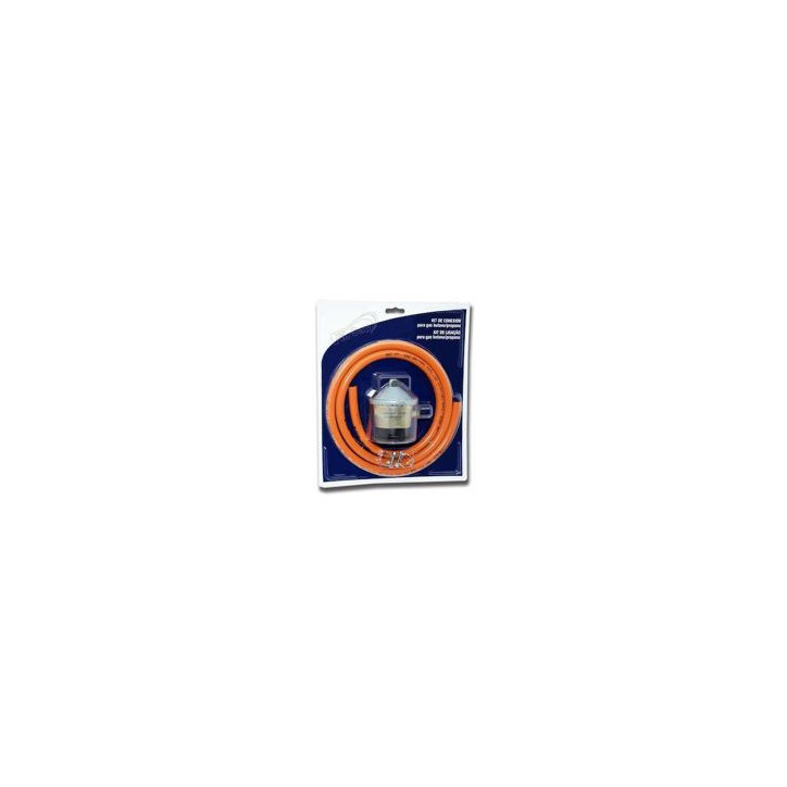 FERSAY Kit Butano, regulador de gas 30gr + Goma 1.5 mts. y 2 bridas