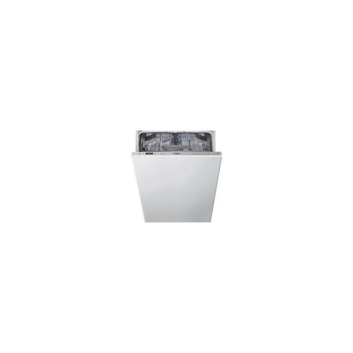 WHIRLPOOL Lavavaj. Integr. 45 cm. Silver, E, 10 cub. 6 prog. Display, Tecnologia 6º SENTIDO, Inicio diferido hasta 12h, Aquastop