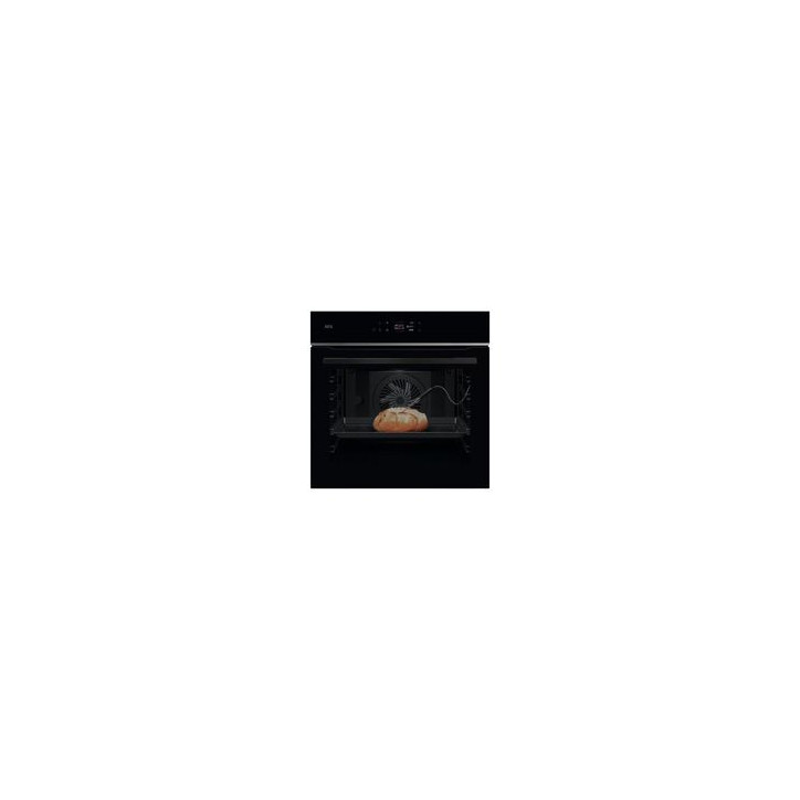 AEG Horno Pirolit. MealAssist, Cristal Negro con perfil Inox y tirador Negro anodizado, A++, 16 Prog + 160 Auto prog, Display
