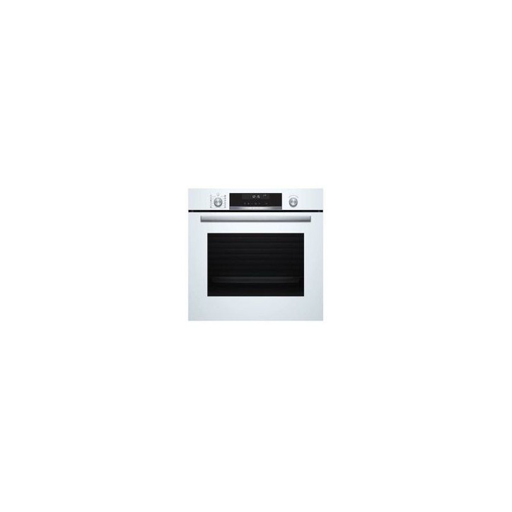 BOSCH Horno Pirolit. Multif 9, A, Cristal blanco, Display LCD, Gourmet 30 recetas, 1 clipRail, Mandos ocultables, Apertura y