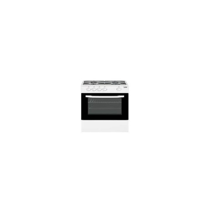 BEKO Cocina 4F gas 85x50x50, Horno Gas 2 valvulas con Grill, Gas Natural (Inyectores G.Butano) Blanco