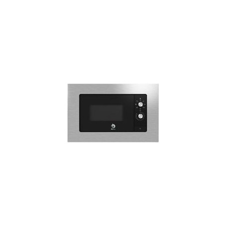 BALAY Microondas Integr. 20L con marco, Negro/marco Inox, mecanico, 38 cm, Aqualisis, Ap. lateral izquierda, Plato giratorio 27