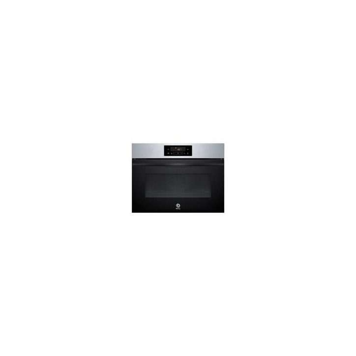 BALAY Horno compacto 45 cm. Pirolit./Aqualisis, Multif.7, con f. freidora de aire, A, Cristal negro/inox., Control tactil, 10