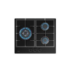TEKA Encimera Cristalgas 3F Nat. GBC 63110 KBN, 3F gas: 1 doble (3,30kW) + 1 (1,75kW) + 1 (1,00kW), Parrillas de fundicion