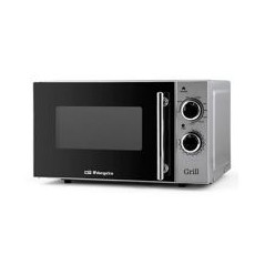 ORBEGOZO Microondas 20L 700W, Grill 900 W, Frontal con detalle Inox, 5 niveles de potencia