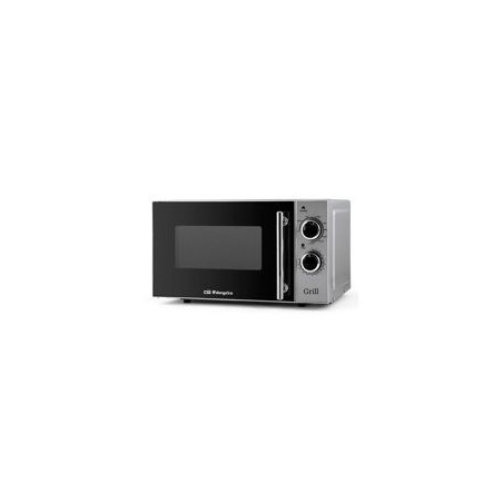 ORBEGOZO Microondas 20L 700W, Grill 900 W, Frontal con detalle Inox, 5 niveles de potencia