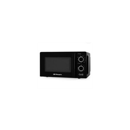 ORBEGOZO Microondas 20L 700w, Grill de 900w NEGRO, 9 niveles de potencia. Programa de descongelacion