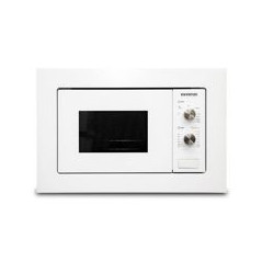 INFINITON Microondas Integr. 20L. Blanco Cristal templado, 800W, Grill 1000W, LED, 25,5 cm plato, 9 progr. temporizador 35 min