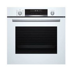 BOSCH Horno Pirolit. Multif 9, A, Cristal blanco, Display LCD, Gourmet 30 recetas, 1 clipRail, Mandos ocultables, Apertura y