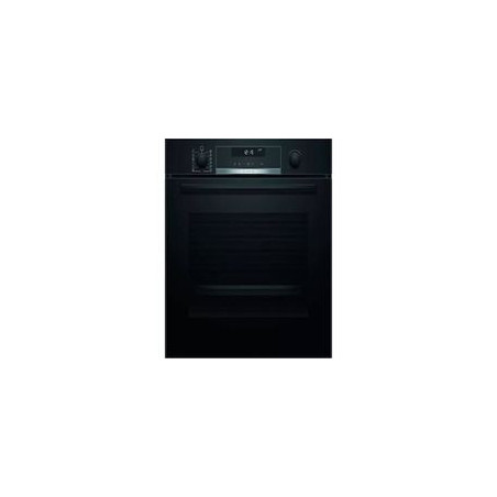 BOSCH Horno Pirolit. Multif. 9, Cristal negro, A, Display LCD, Gourmet 30 recetas, 1 clipRail, Mandos ocultables, Apertura y