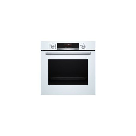 BOSCH Horno Multif. 7, A+, Asistente de limpieza con agua, Ap. Abatible, Cristal blanco, Display LCD, Gourmet 10 recetas