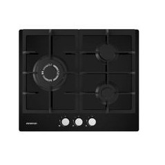 INFINITON Encimera Cristalgas 3F, WOK BURNER (triple anillo), 1x3,4KW, 1x1,8KW, 1x1,0KW, encendido electronico, parrilla hierro