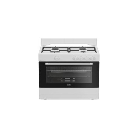 BEKO Cocina 4F gas Blanca 85x60x60, Horno Gas 2 valvulas con Grill / Gas Butano (Inyectores G.Natural) / Blanco