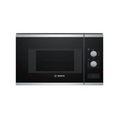 BOSCH Microondas 20L Integr. sin marco, Mecanico, 38 cm., Cristal negro/inox, plato giratorio 25,5 cm., Sin grill