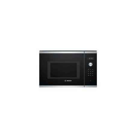 BOSCH Microondas 25L Integr. sin marco, Electronico, 38 cm., Con Grill, Cristal negro/inox, Display LED, 8 prog. auto., plato